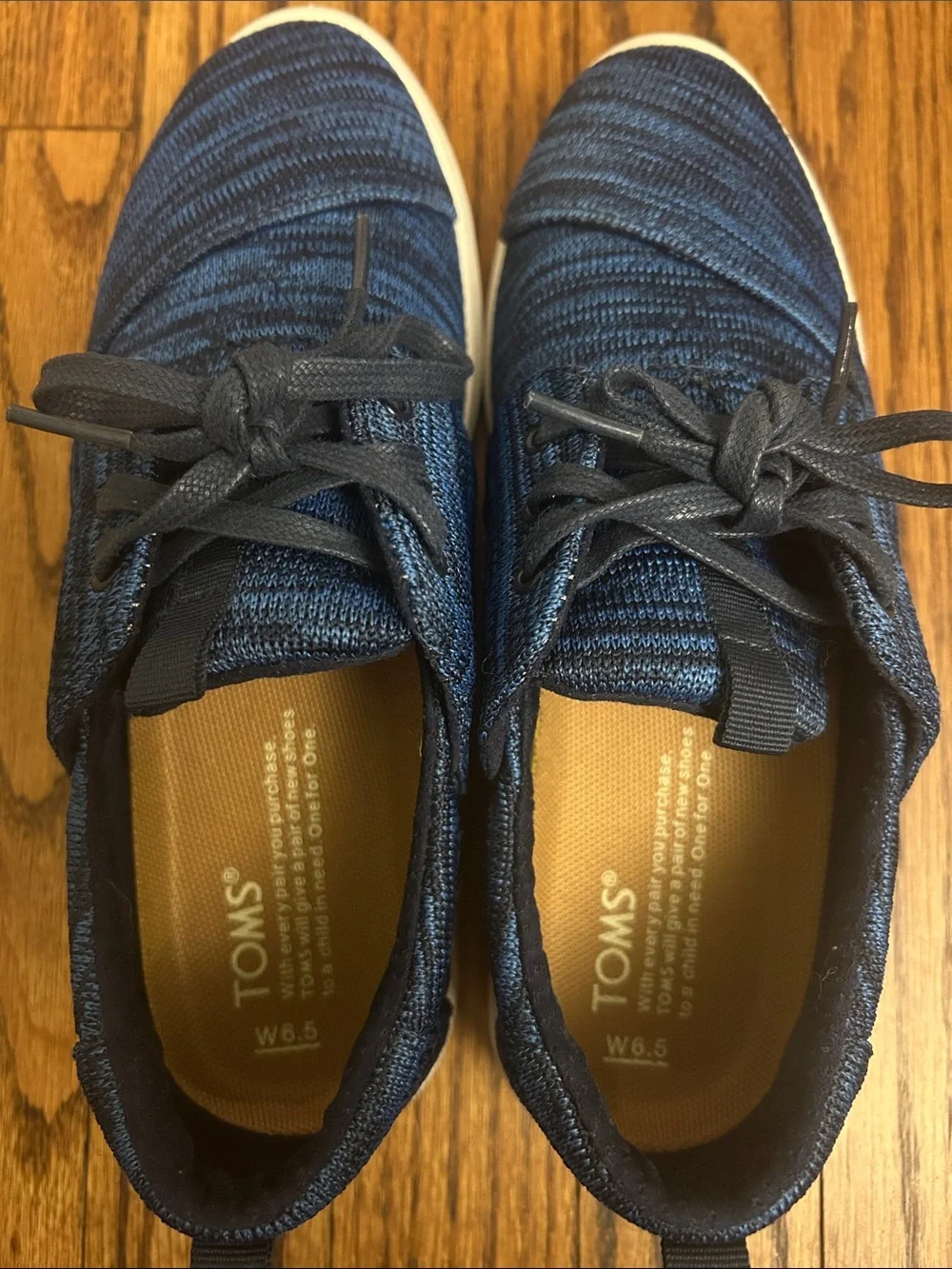 TOMS Blue Knit Lace-Up Sneakers